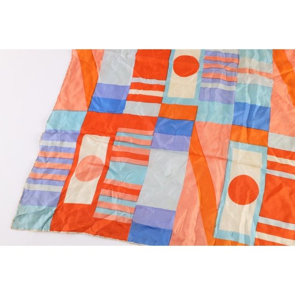 Vtg 60s 70s Mid Century Modern Elsa Schiaparelli Geometric Silk Scarf Wrap USA - Picture 3 of 7
